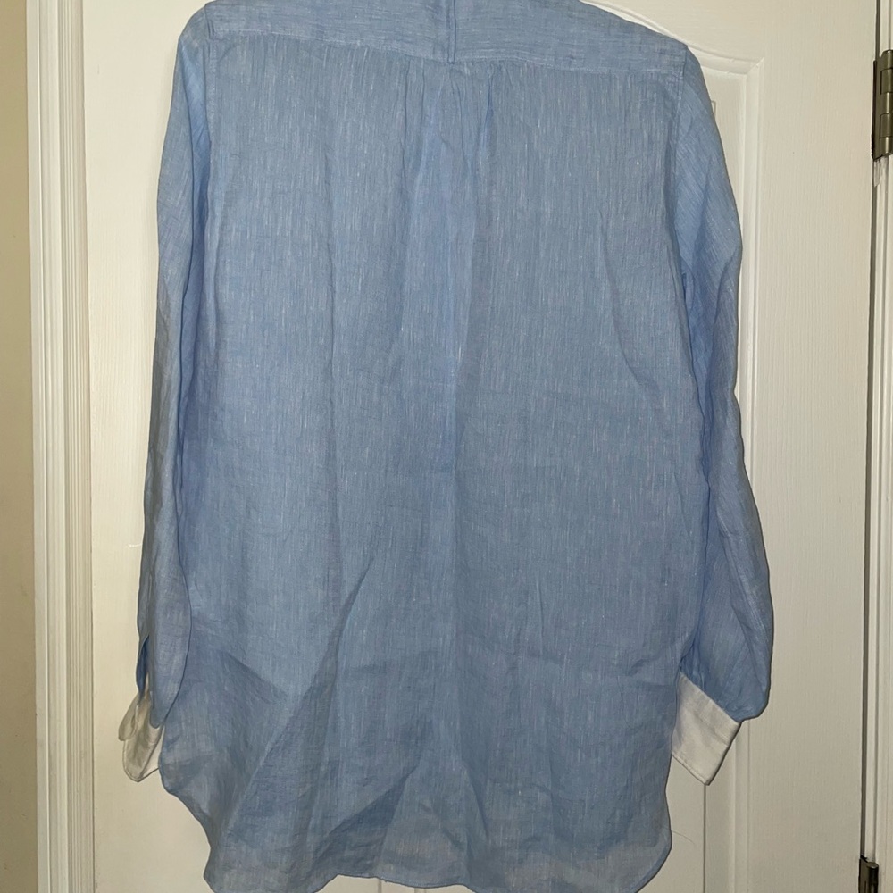 BAGUTTA SKY BLUE LINEN TUNIC BLOUSE SZ EU 38/ US 2 NWT - Picture 6 of 6